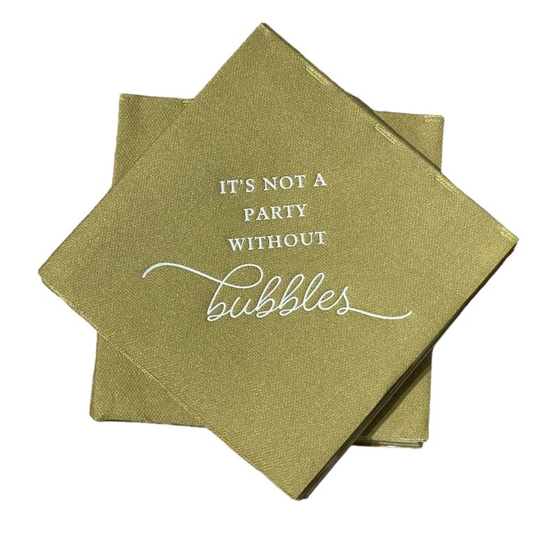 It's Not a Party without Bubbles Solid Gold Cocktail Napkins - 18 Per Package
