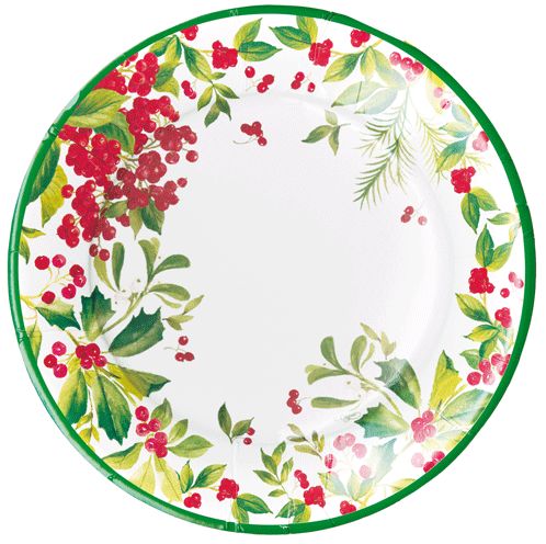 Holly Chintz White Paper Dinner Plates - 8 Per Package