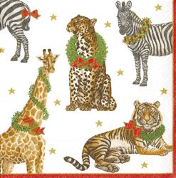 Wild Christmas Ivory Cocktail Napkins - 20 Per Package