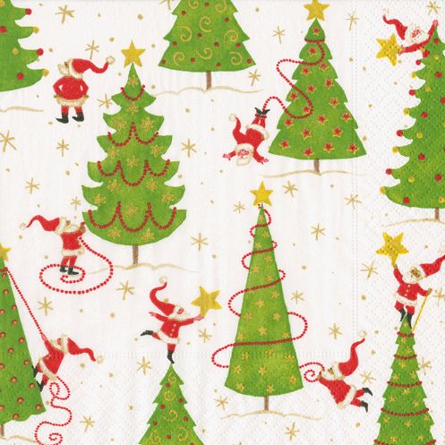 Twirling Santas Paper Cocktail Napkins - 20 Per Package