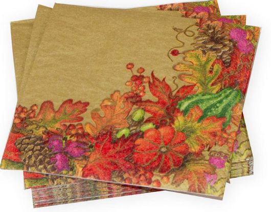 Harvest Garland Gold Cocktail Napkins - 20 Per Package