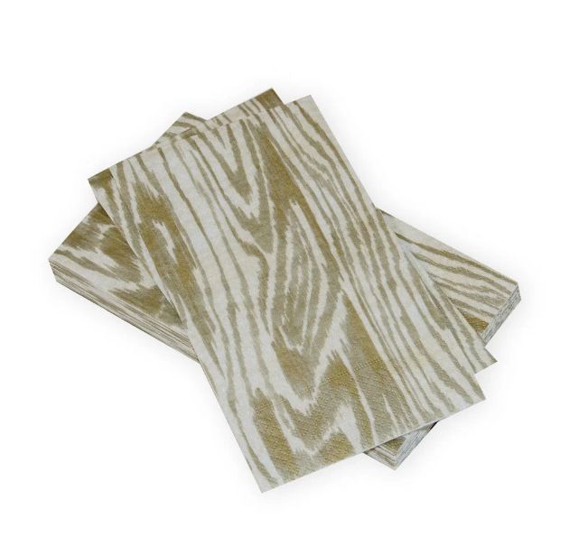 Woodgrain Silver &amp; Gold Guest Towel Napkins - 15 Per Package