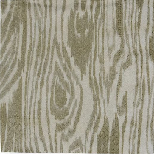 Woodgrain Silver and Gold Cocktail Napkins - 20 Per Package