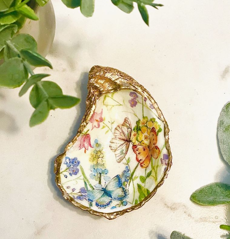 Butterfly Garden Oyster Trinket Dish