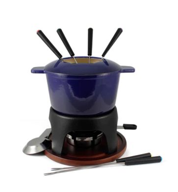 Sierra Cast Iron Fondue Set Deep Blue