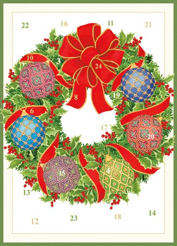 Imperial Ornament Wreath Advent Calendar Greeting Card - 1 Card &amp; 1 Envelope