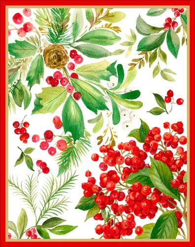 Holly Chintz Christmas Card Box 16 Count