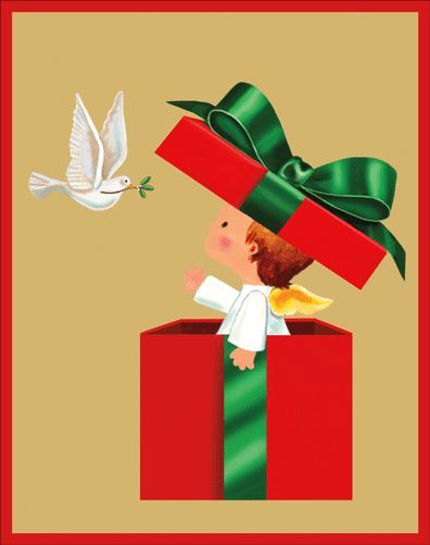 Baby Angel Gift And Dove Christmas Card Box 16 Count