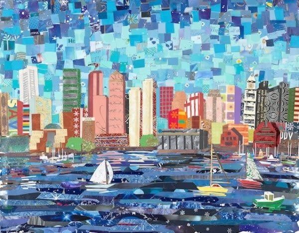 Sailboats Boston Harbor 8x10 Matted Print