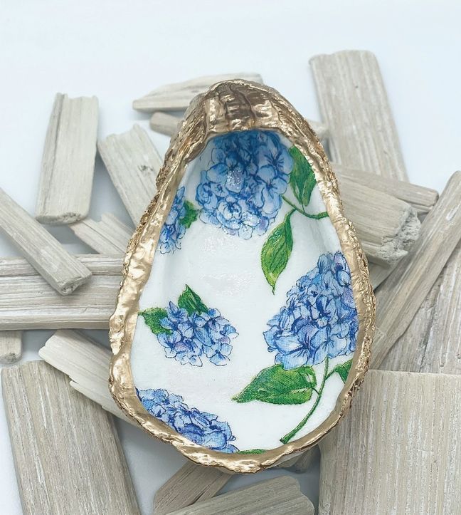 French Hydrangea Oyster Trinket Dish