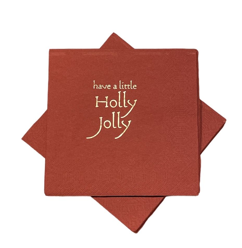Holly Jolly Cocktail Napkins Cranberry - 24 per package