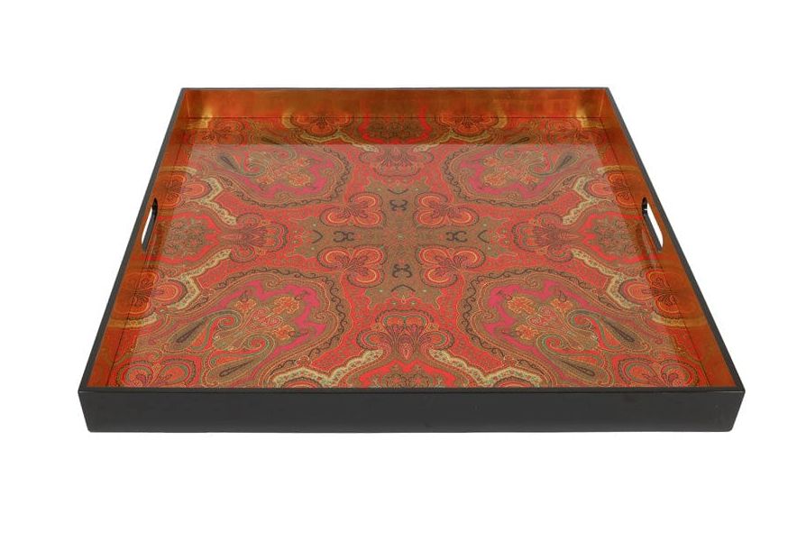 Jaipur Crimson Lacquer Square Tray 30x30