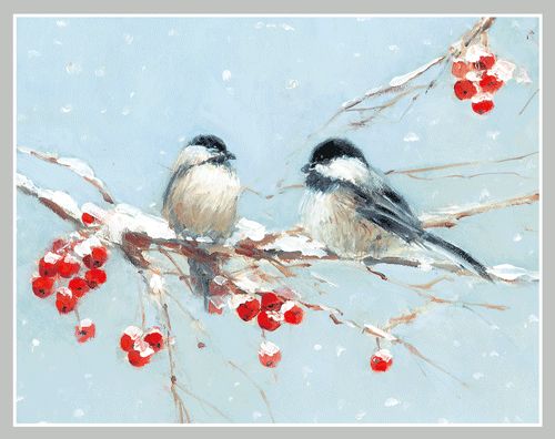 Birds On Branch Christmas Card Box 16 Count