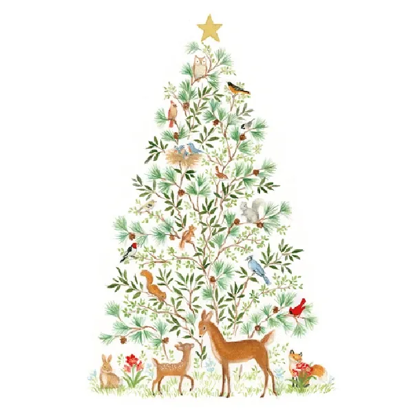 Woodland Animal Tree Christmass Card Box 16 Count