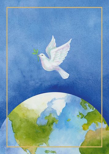 Peace Dove And Earth Christmas Card Box 16 Count