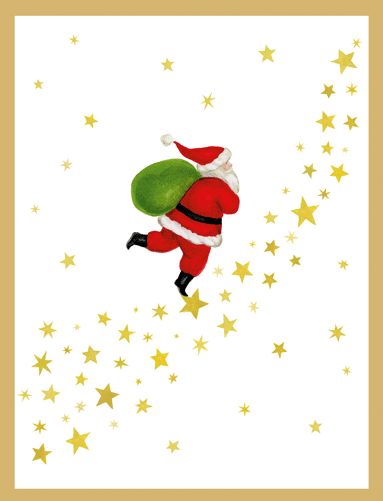Santa And Path Of Stars Christmas Card Box 16 Count