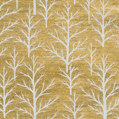WINTER TREES GOLD/WHITE FOIL EMBOSS - ROLL WRAP 30 INCHX 6 FT FOIL-2"CORE