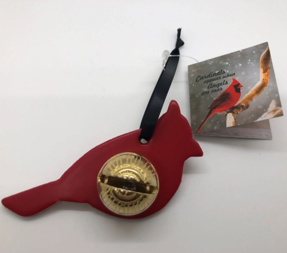Cardinal Keepsake Bell w/Black Ribbon