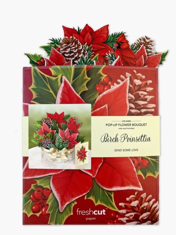 Birch Poinsettia Pop-Up Greeting Card