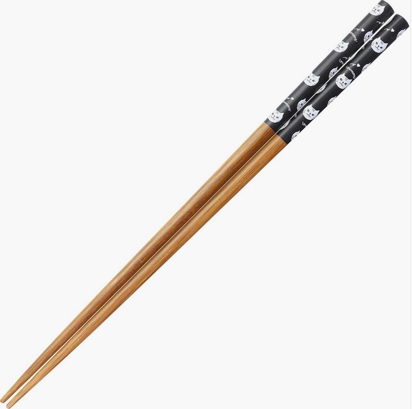 Yummy Cat Black Bamboo Chopsticks