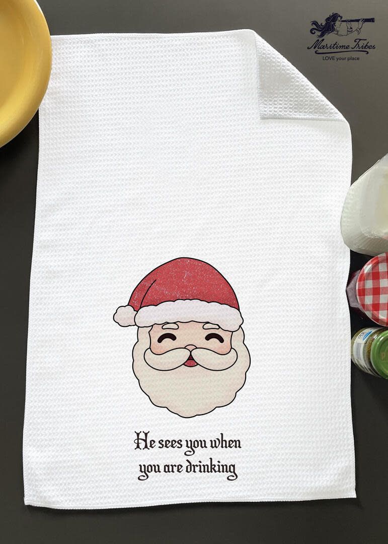 He Sees You When You Are Drinking Hand Towel 16" x 24"