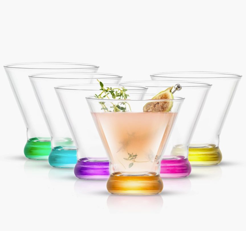 Hue Colored Stemless Martini Glasses Set of 6