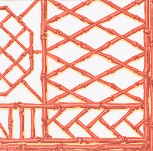 Bamboo Screen Coral-Paper Linen Cocktail Napkin