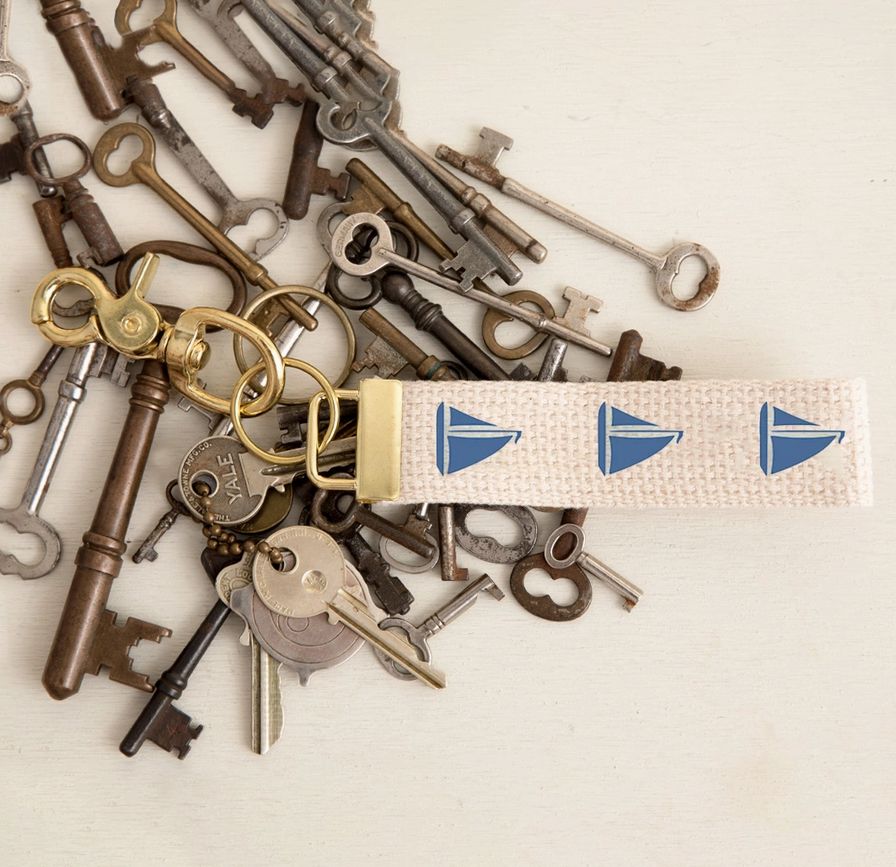 Sailboat Keychain in Nautical Blue