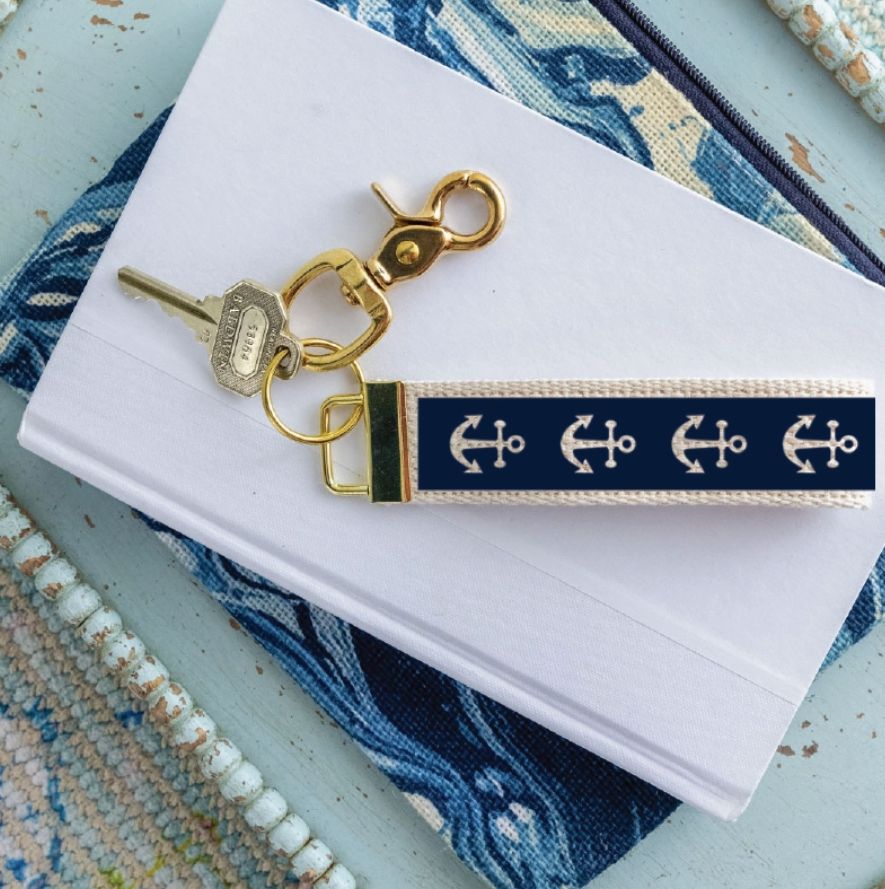 Navy Anchors Keychain