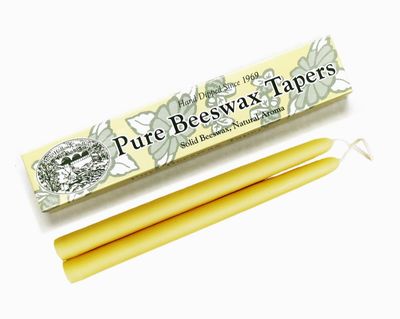 Beeswax 10" Taper Candles Unscented Boxed Pair