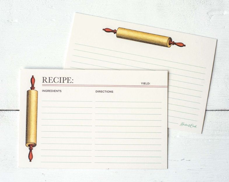 Rolling Pin Recipe Cards -Pack of 12