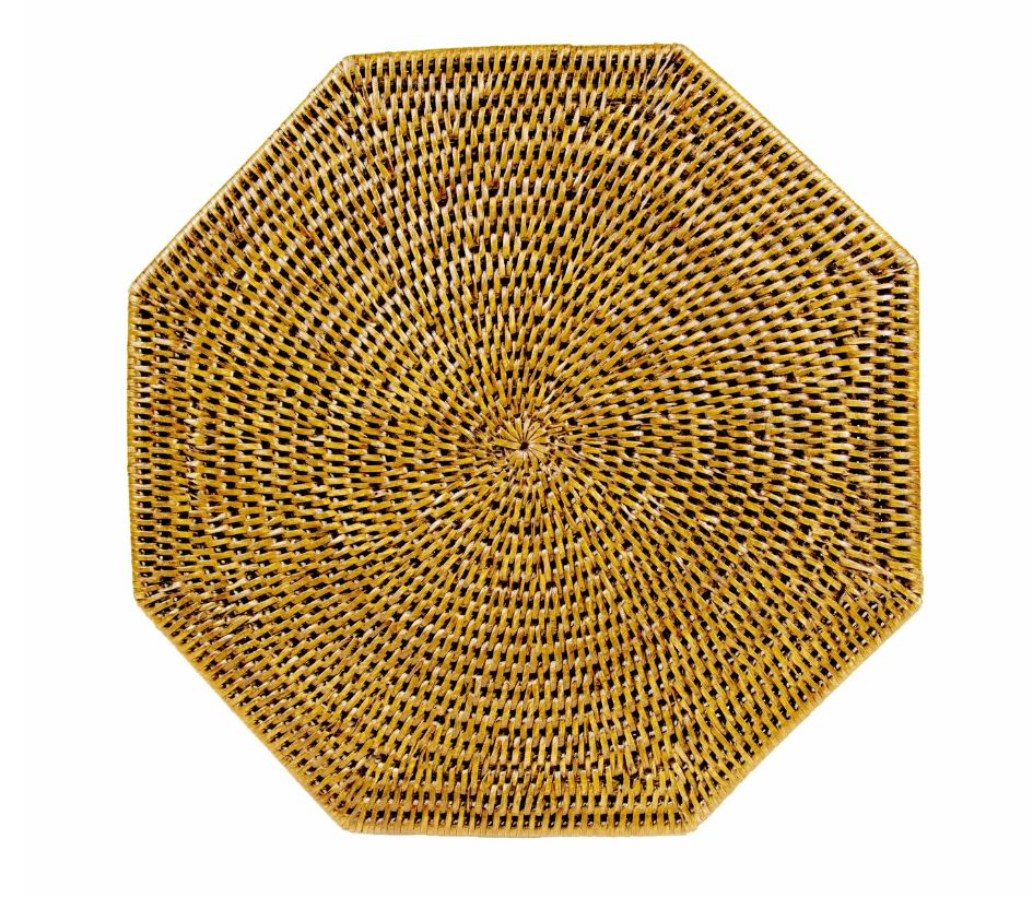 Rattan Octagonal Placemat- Honey