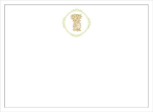 Pineapple Crest Foil Correspondence Cards - 20 Cards &amp; 20 Envelopes