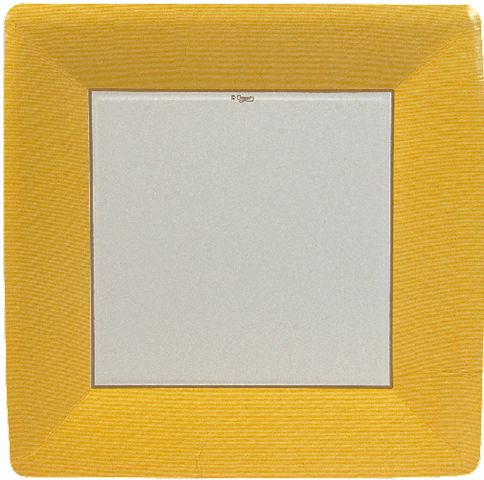 Grosgrain Border Yellow Square Dinner Plates