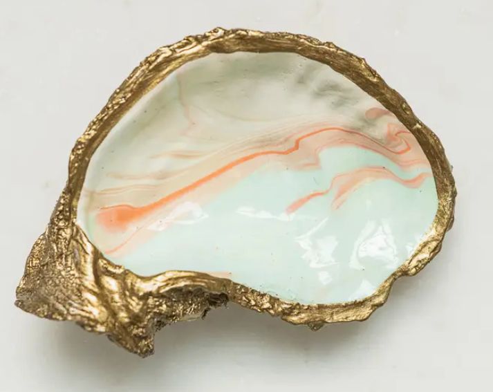 Sunrise Gilded Oyster Jewelry Dish