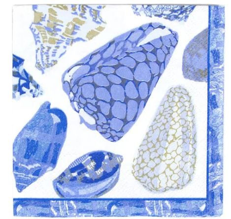 Coquillage Blue Cocktail Napkin - 20 Per Package