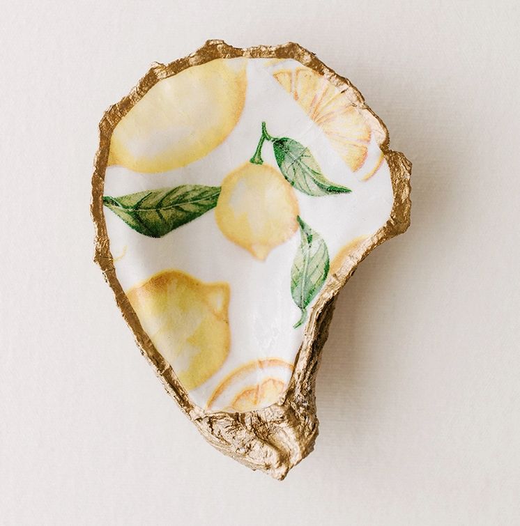 Lemonade Decoupage Oyster Jewelry Dish