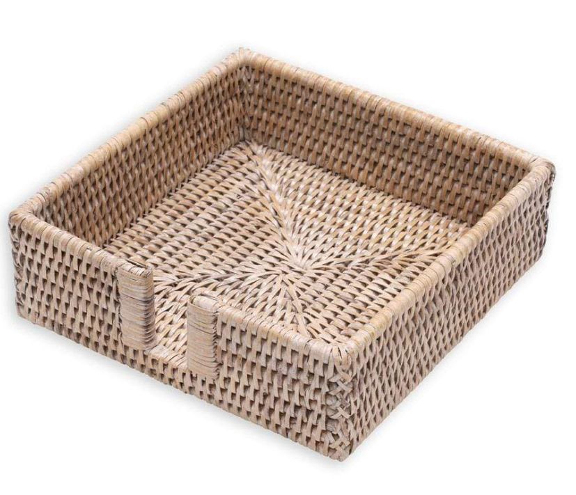 White Rattan Holder Luncheon Bleached