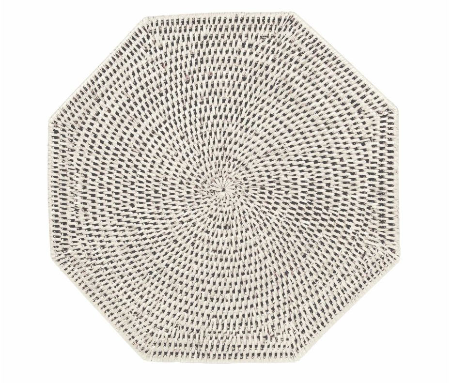 Rattan Octagonal Placemat- Cream