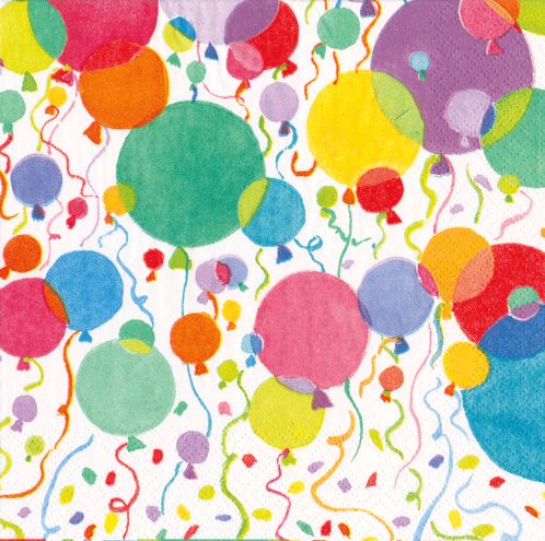 Balloons and Confetti Paper Luncheon Napkins in White - 20 Per Package