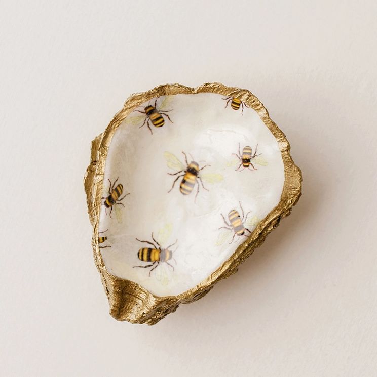 Bee Love Decoupage Oyster Jewelry Dish