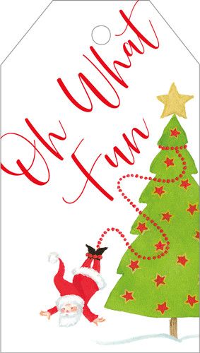 Twirling Santa Hanging Gift Tag 4 Pack