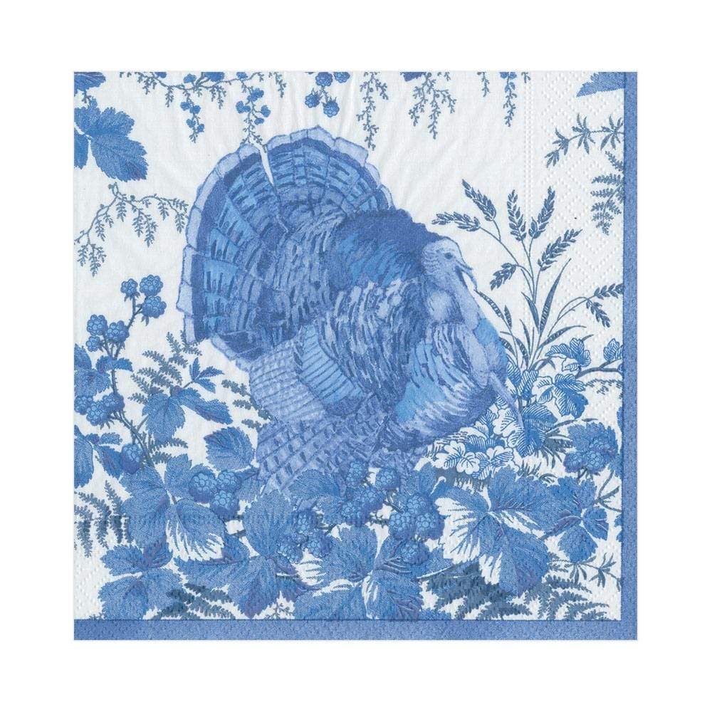 Turkey Toile Blue Cocktail Napkins - 20 Per Package