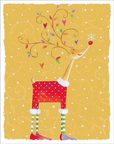 Reindeer In Sweater Christmas Card Boxed 16 cards &amp; envelopes