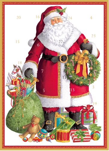 Santa Claus Advent Calendar Cards