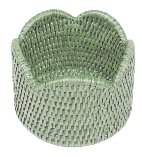 Rattan Scallop Wine Coaster Green
