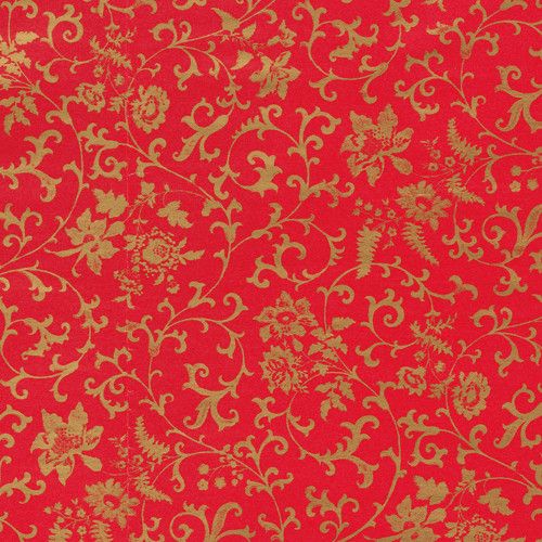 Flora Scrollwork Red and Gold Roll Wrap