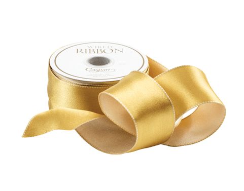 Satin Gold/Ivory Reversable Wired Ribbon - 10 Yard Spool