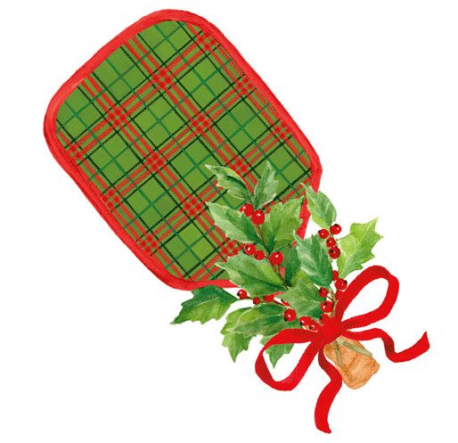 Plaid Pickleball Paddle Christmas Ornament Tag w/ Header 4 Pack