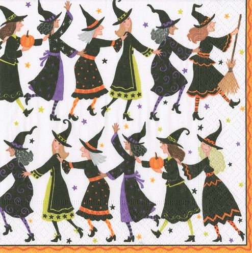 Witches Conga Line Cocktail Napkin - 20 Per Package